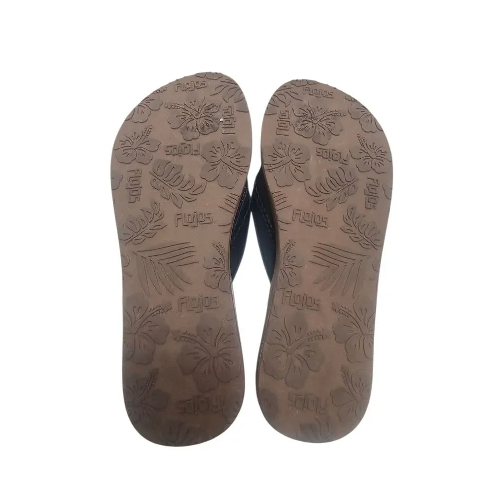 New Flojos Women's Flip Flops Black/Tan 9